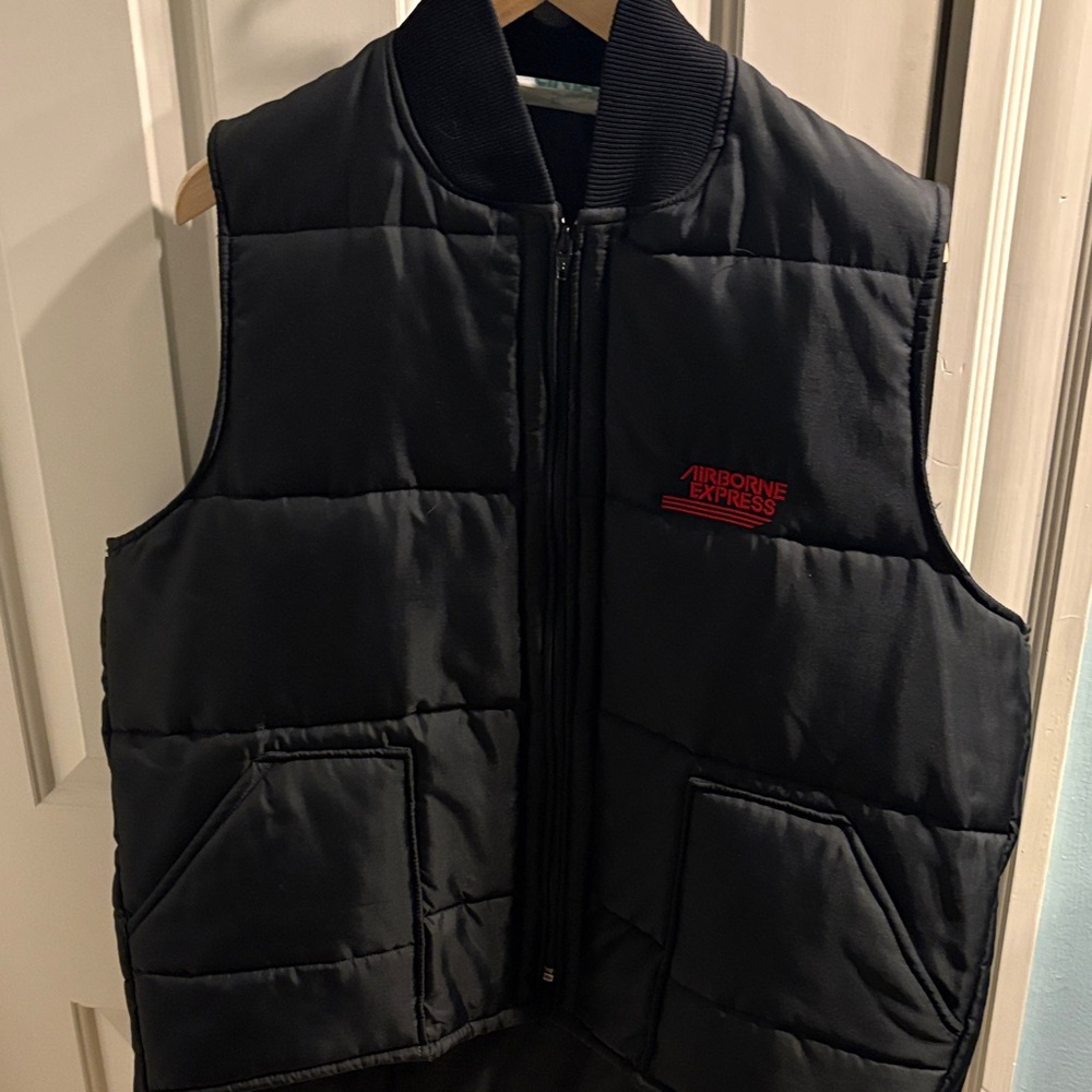 Vintage Airborne Express Black Puffer Vest